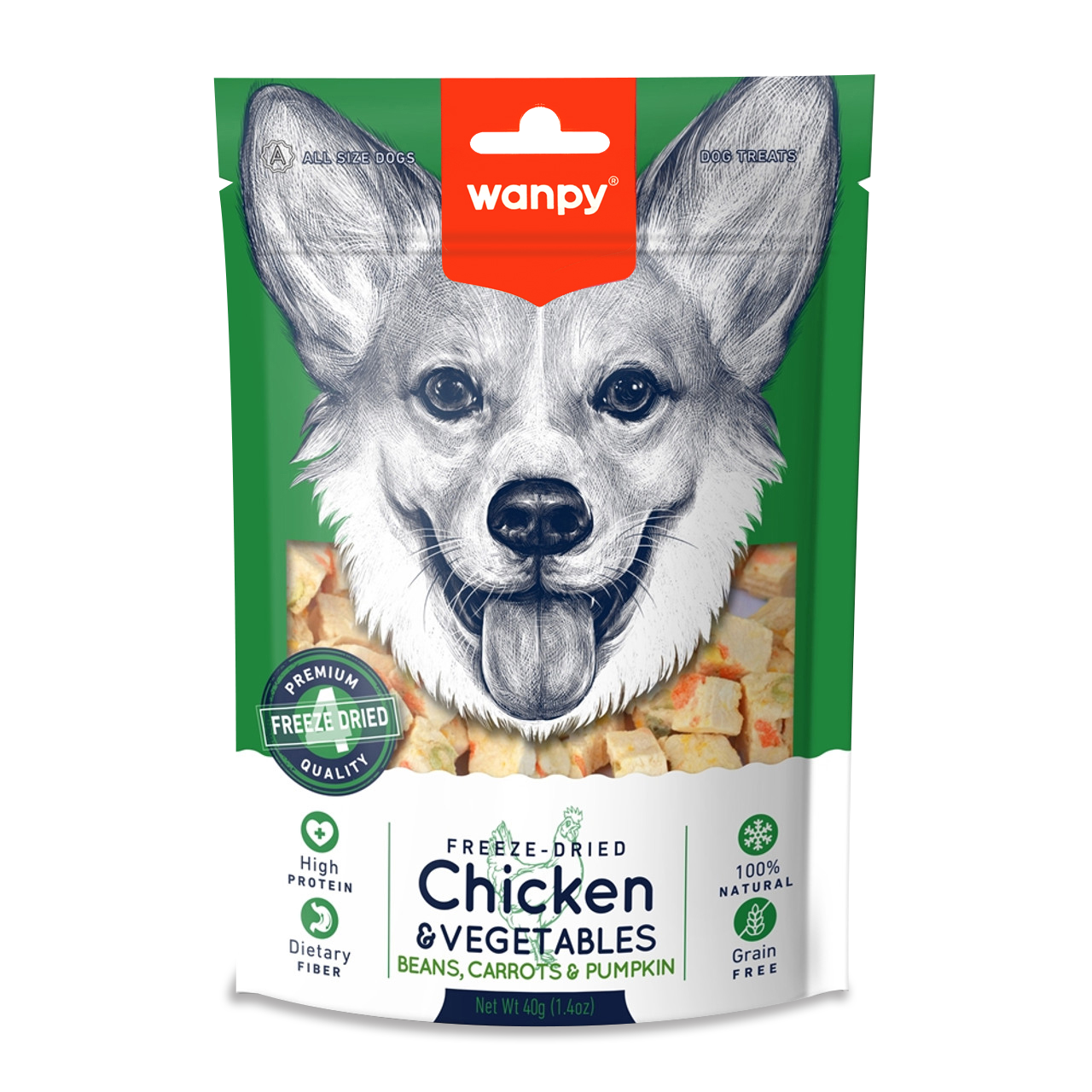 2.Wanpy Freeze Dried Chicken & Vegetables Dog Treats_40g_#12364